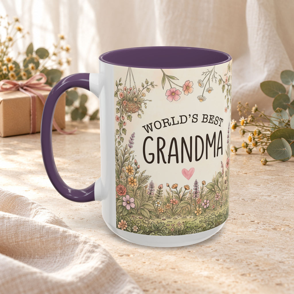 World's Best Grandma Floral Accent Coffee Mug – 11/15 oz