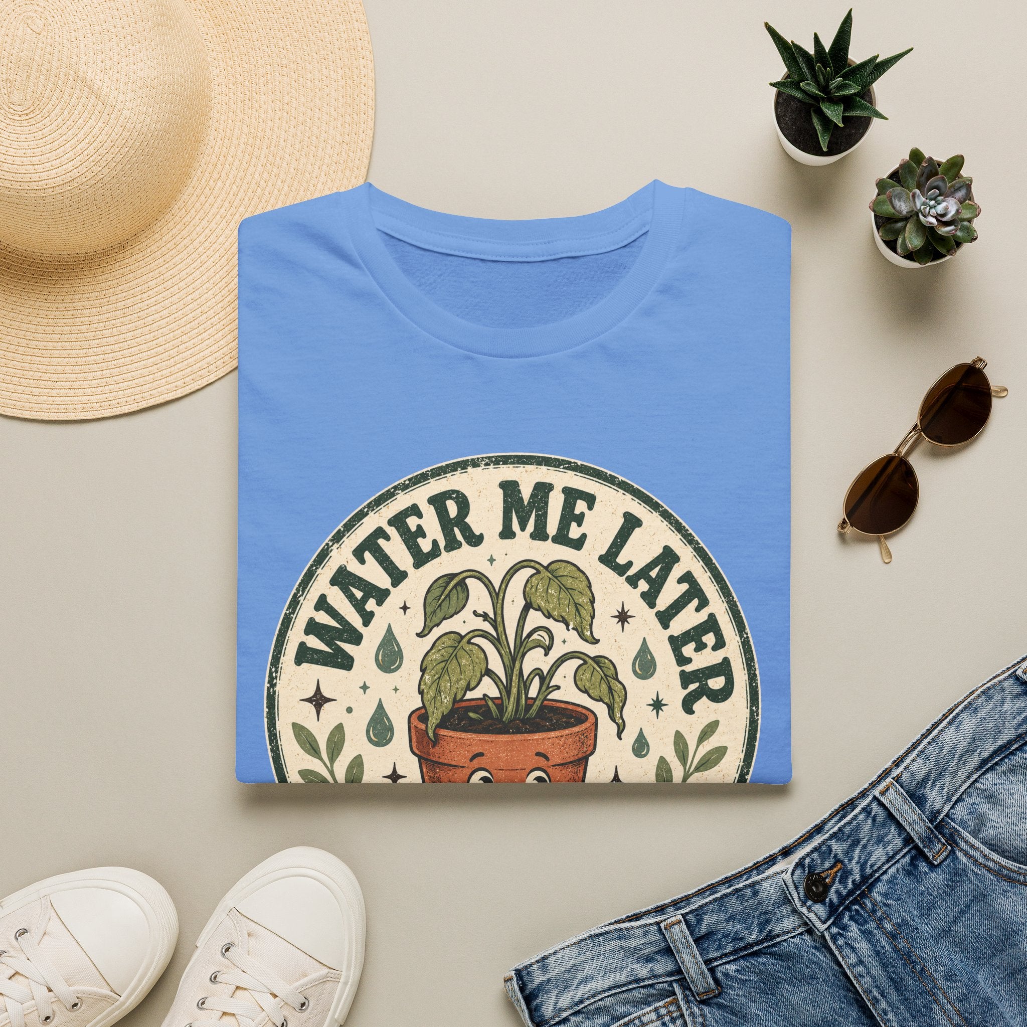Water Me Later Retro Badge Design C1 T-Shirt