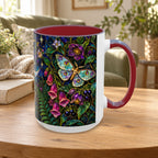Stained Glass Moonlit Black Cat Poison Garden Coffee Accent Mug – 11/15oz