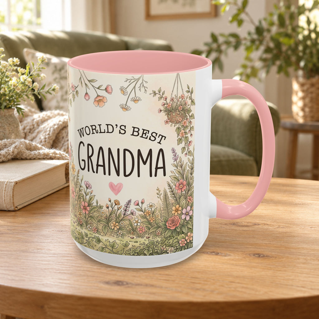 World's Best Grandma Floral Accent Coffee Mug – 11/15 oz