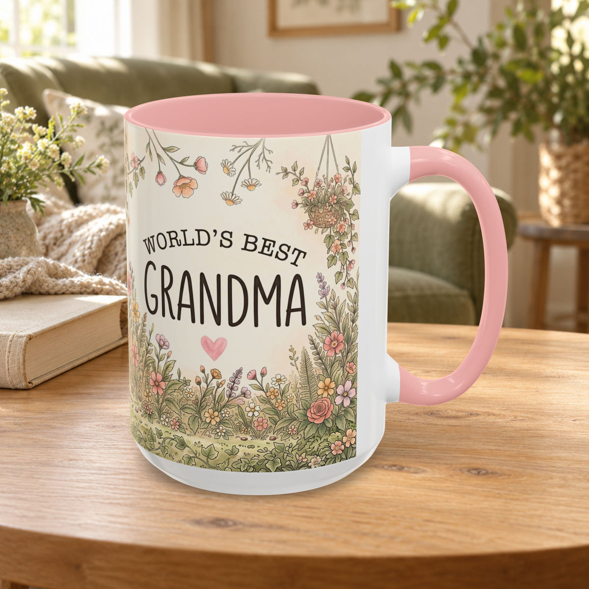 World's Best Grandma Floral Accent Coffee Mug – 11/15 oz