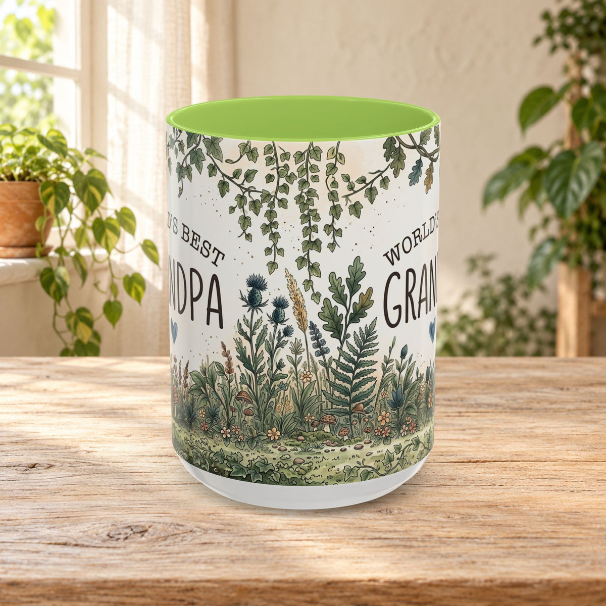 World's Best Grandpa Accent Coffee Mug – Rustic Botanical 11/15oz Gift