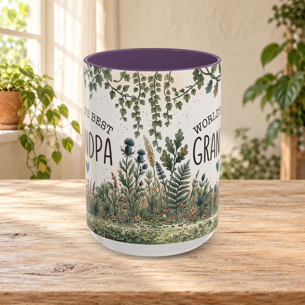 World's Best Grandpa Accent Coffee Mug – Rustic Botanical 11/15oz Gift