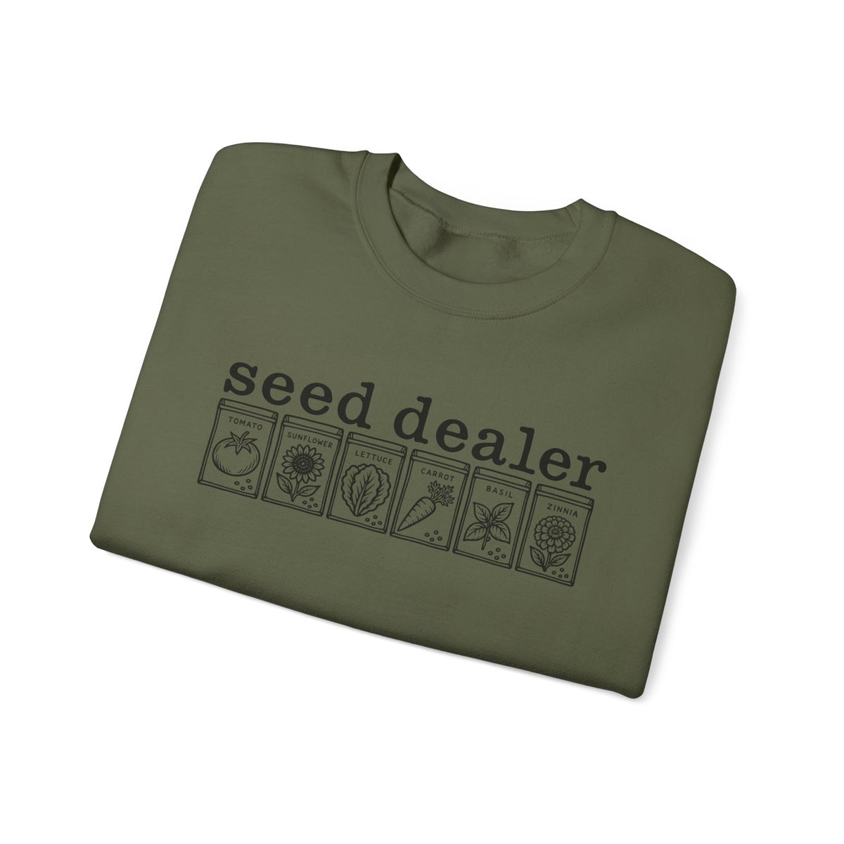 Seed Dealer Crewneck Sweatshirt – Botanical Seed Packet Graphic