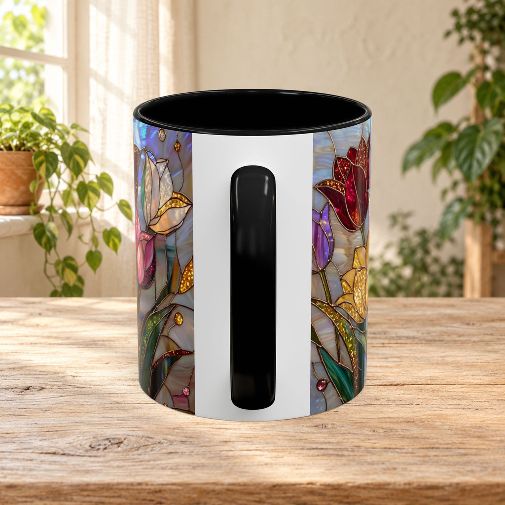 Stained Glass Tulips Flowers Coffee Accent Mug – 11/15oz