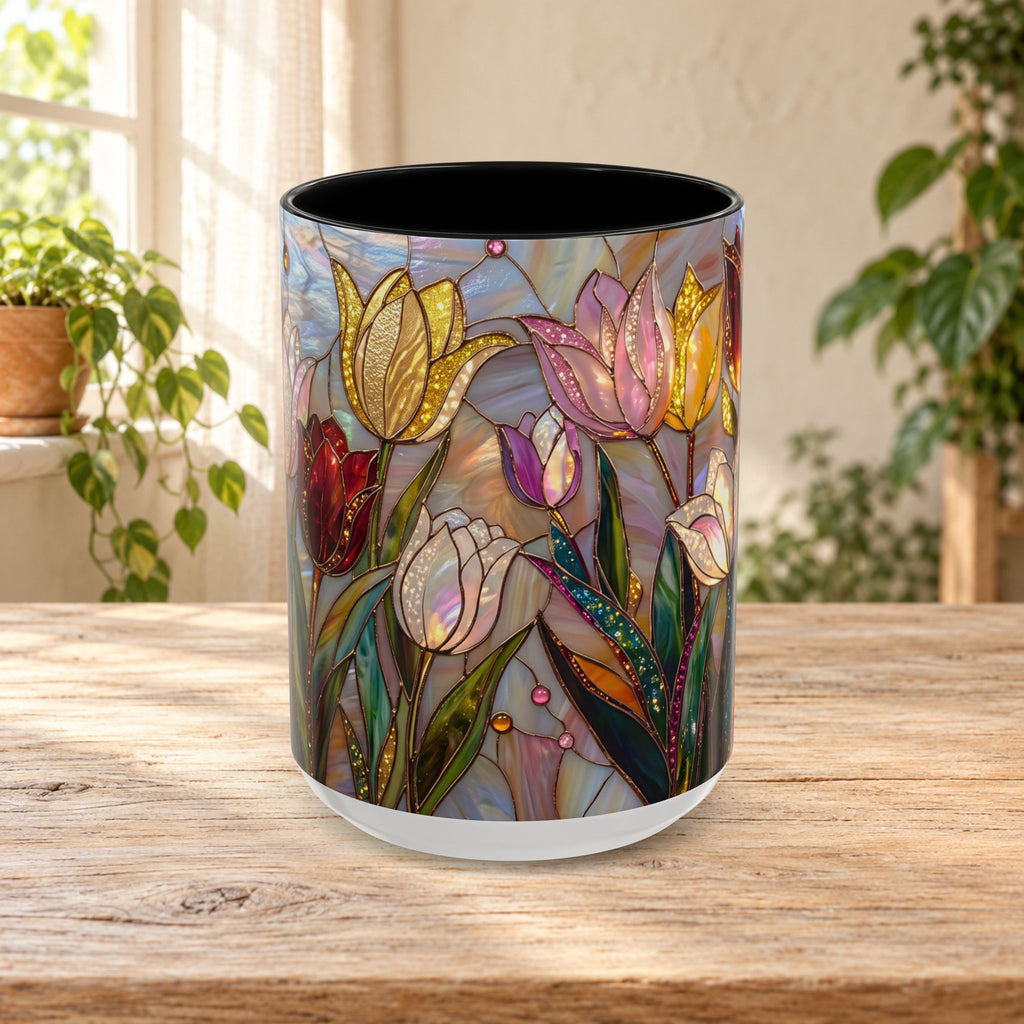 Stained Glass Tulips Flowers Coffee Accent Mug – 11/15oz