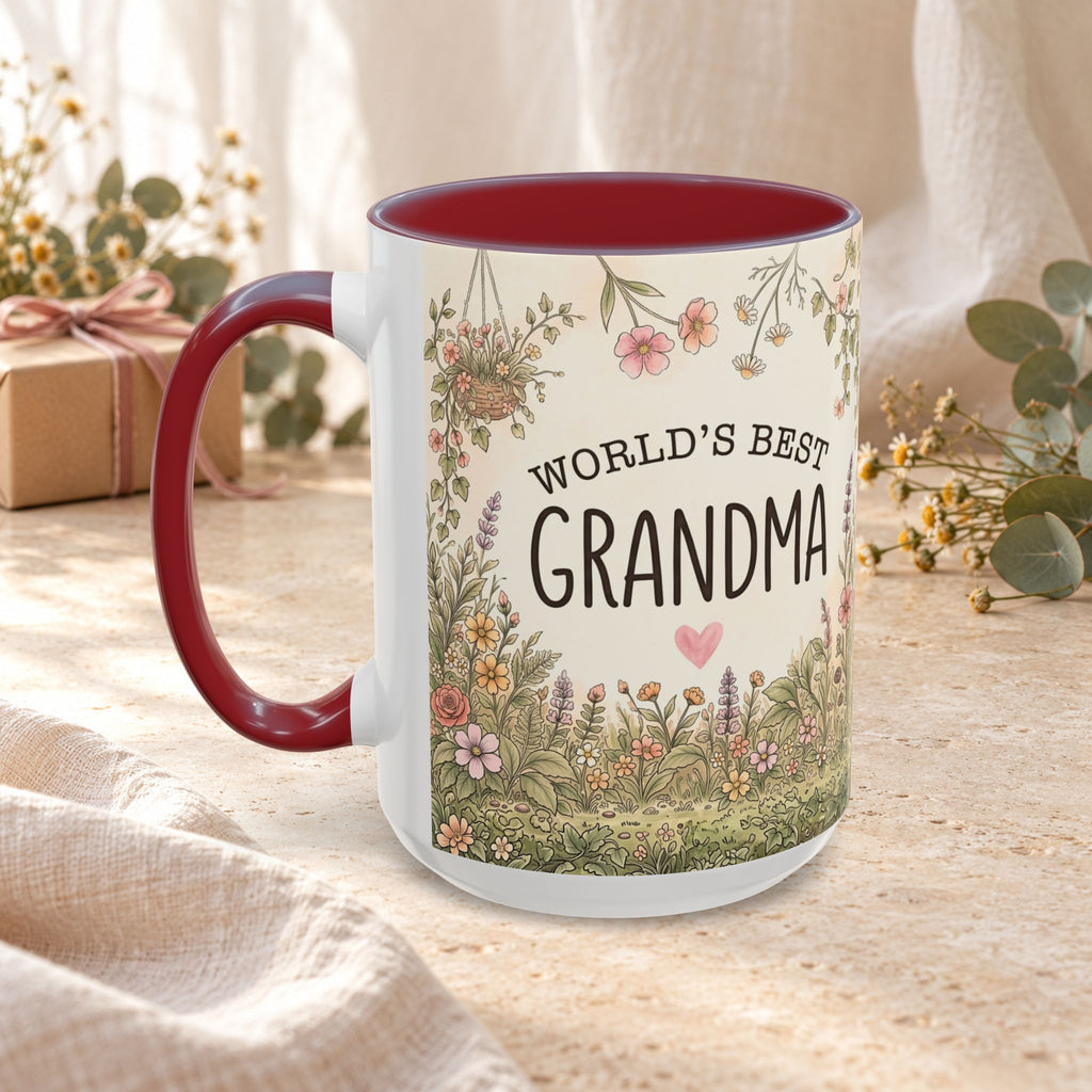 World's Best Grandma Floral Accent Coffee Mug – 11/15 oz