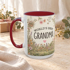 World's Best Grandma Floral Accent Coffee Mug – 11/15 oz