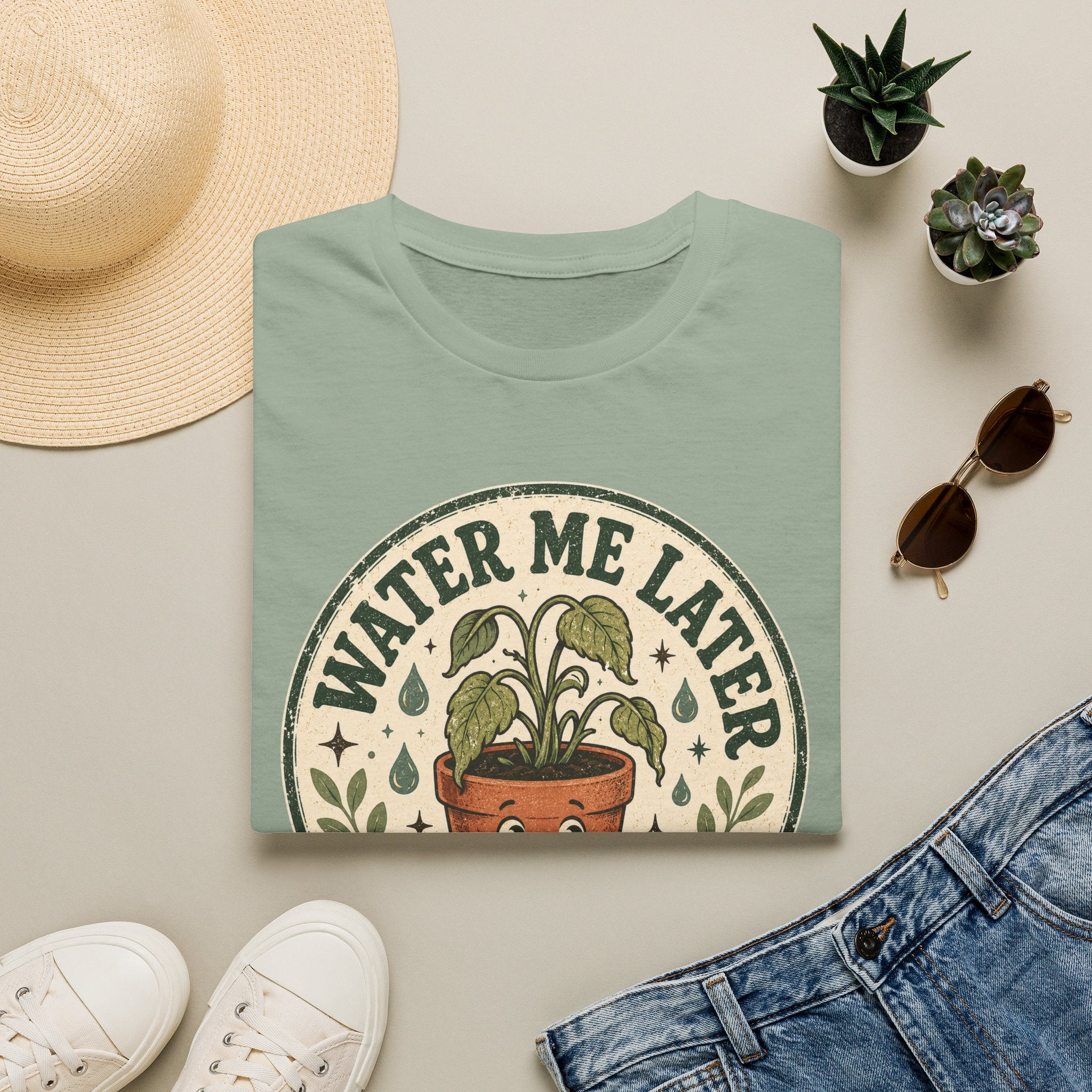 Water Me Later Retro Badge Design C1 T-Shirt