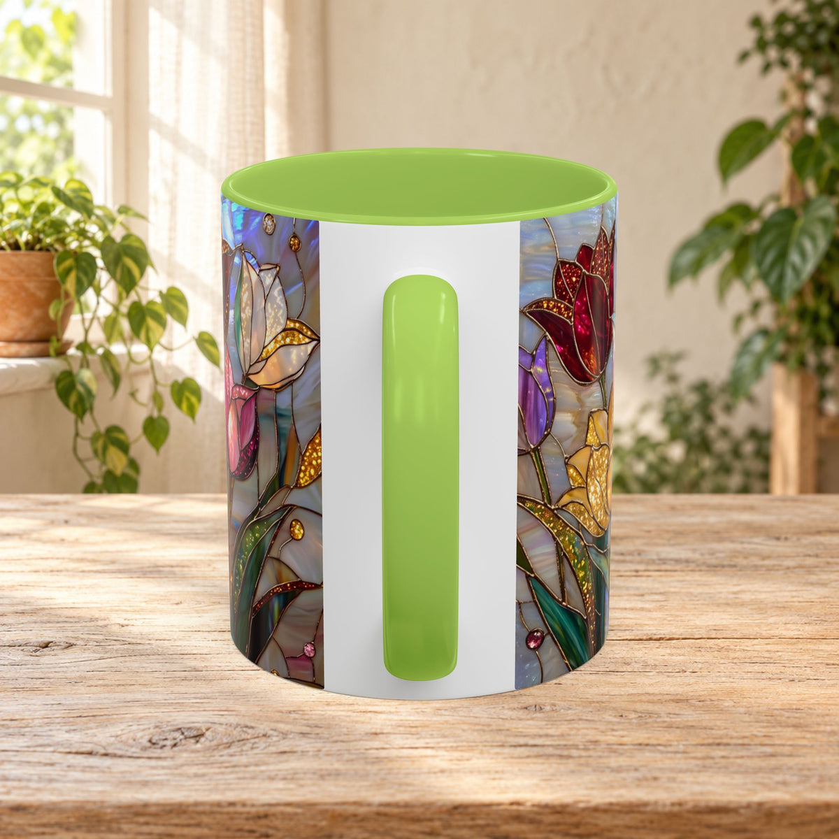 Stained Glass Tulips Flowers Coffee Accent Mug – 11/15oz