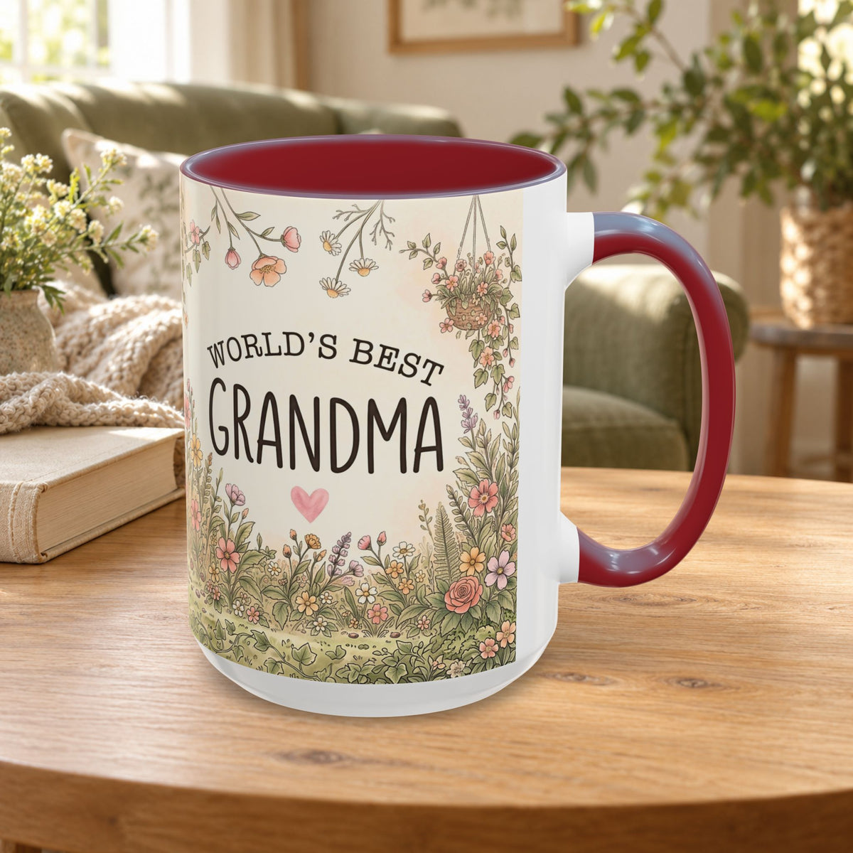 World's Best Grandma Floral Accent Coffee Mug – 11/15 oz
