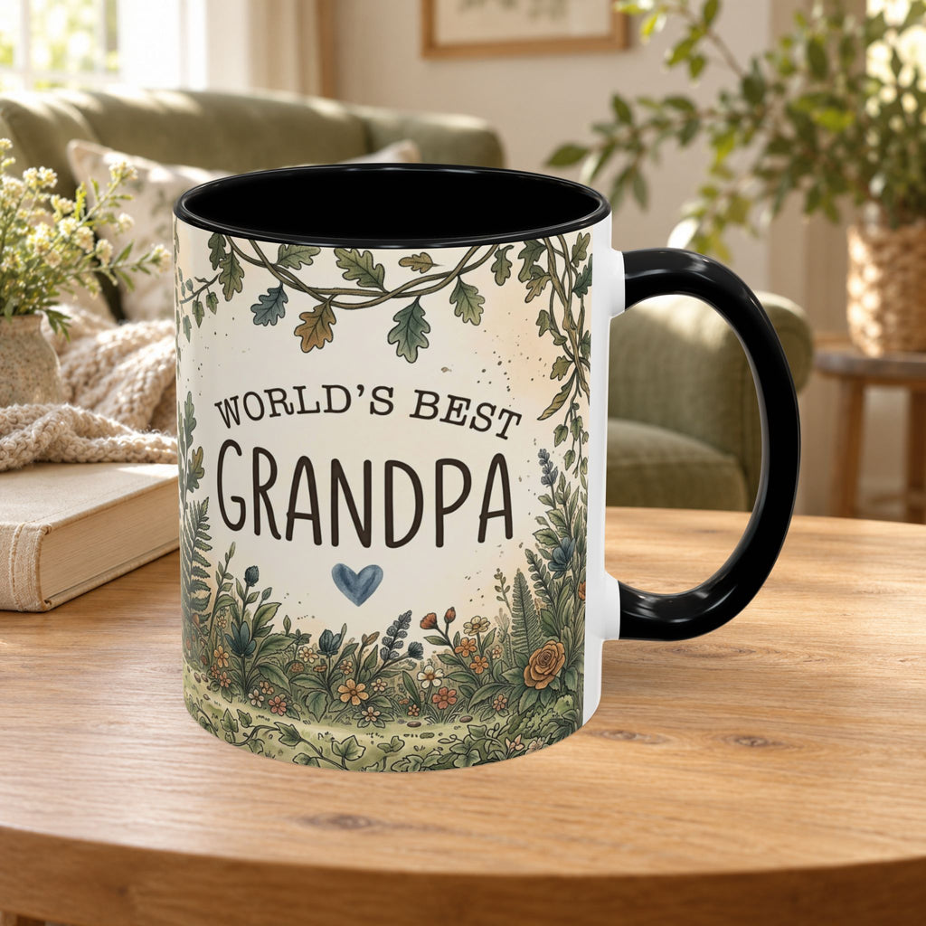 World's Best Grandpa Accent Coffee Mug – Rustic Botanical 11/15oz Gift