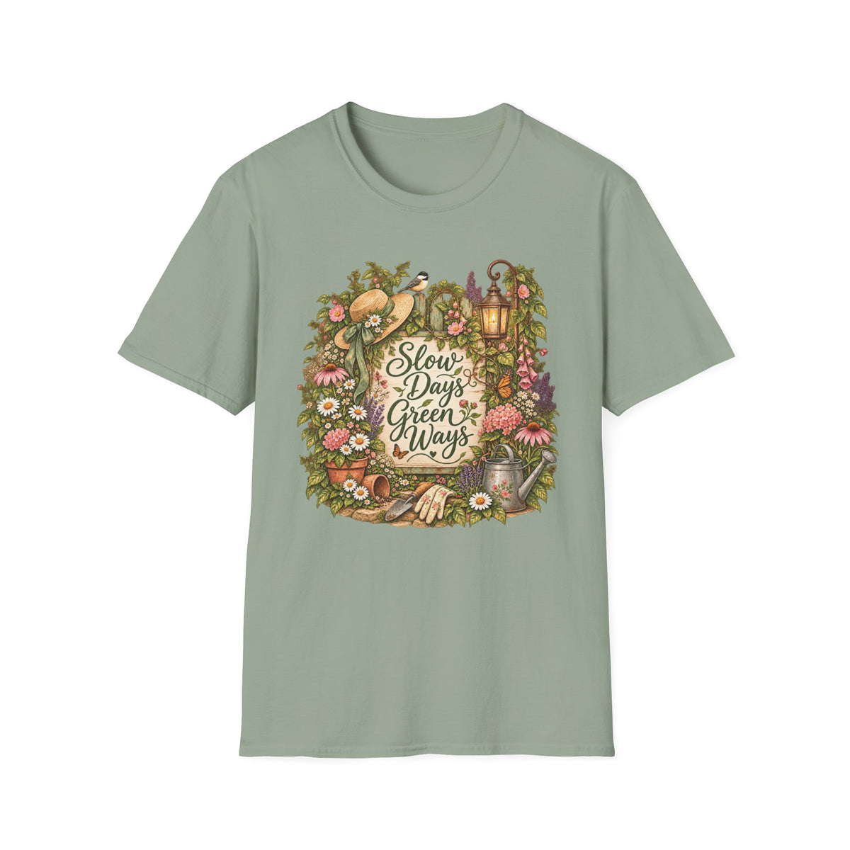 Slow Days Green Ways Garden Vignette C1 T-Shirt