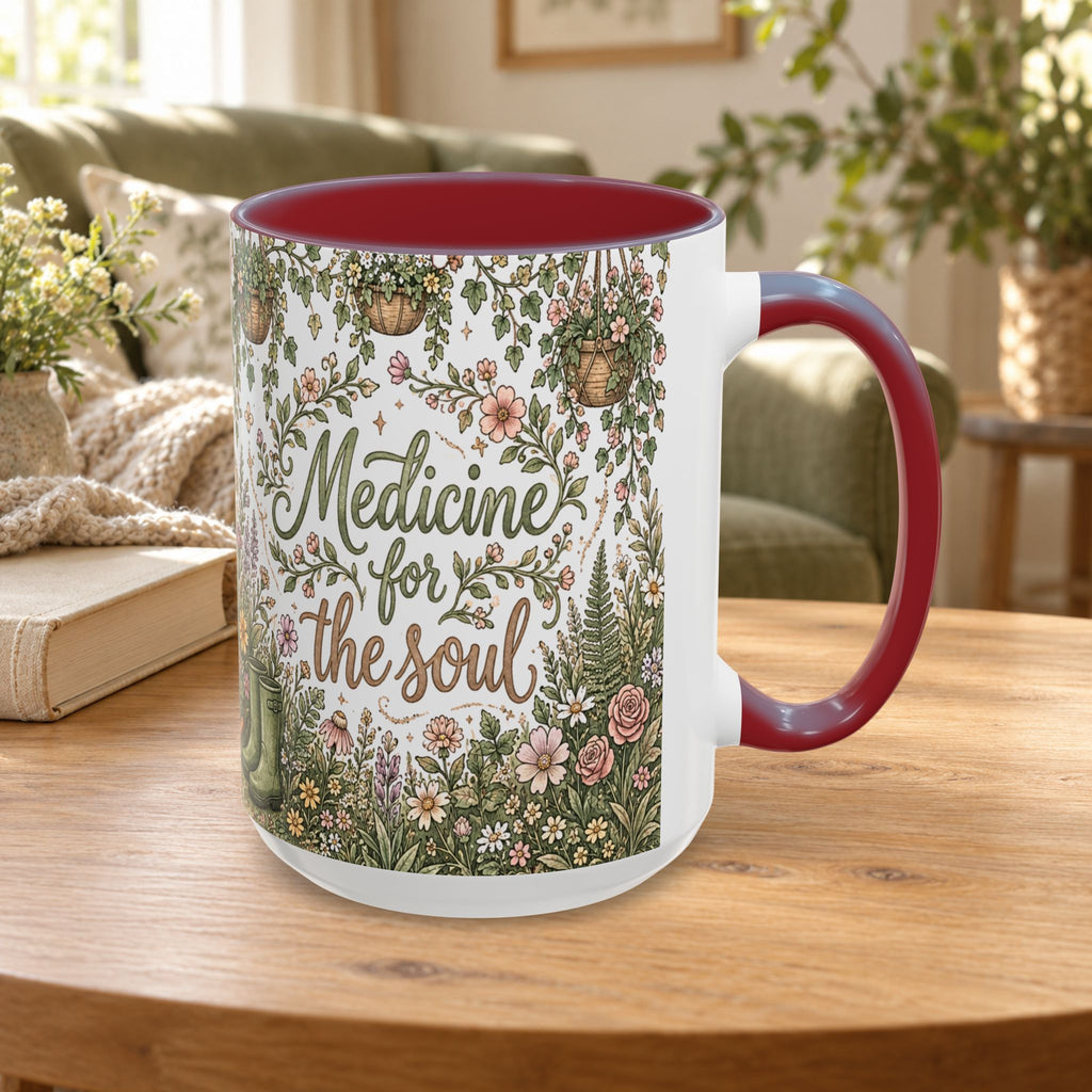 Medicine For The Soul Floral Coffee Mug (11oz or 15oz)