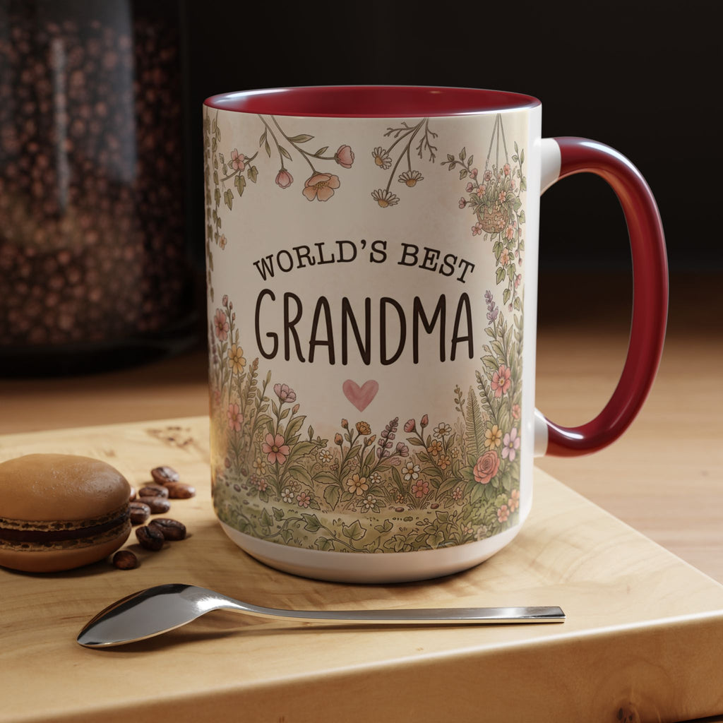 World's Best Grandma Floral Accent Coffee Mug – 11/15 oz