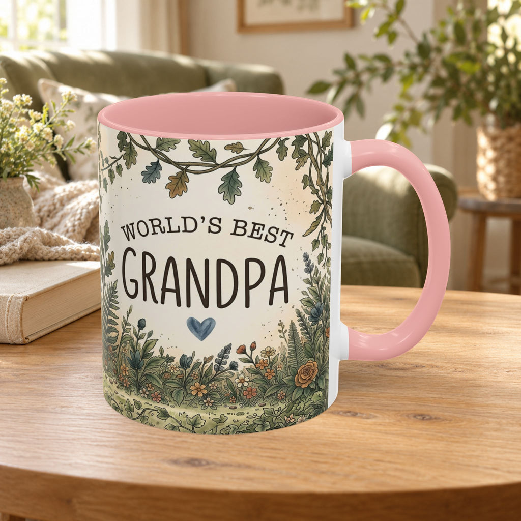 World's Best Grandpa Accent Coffee Mug – Rustic Botanical 11/15oz Gift