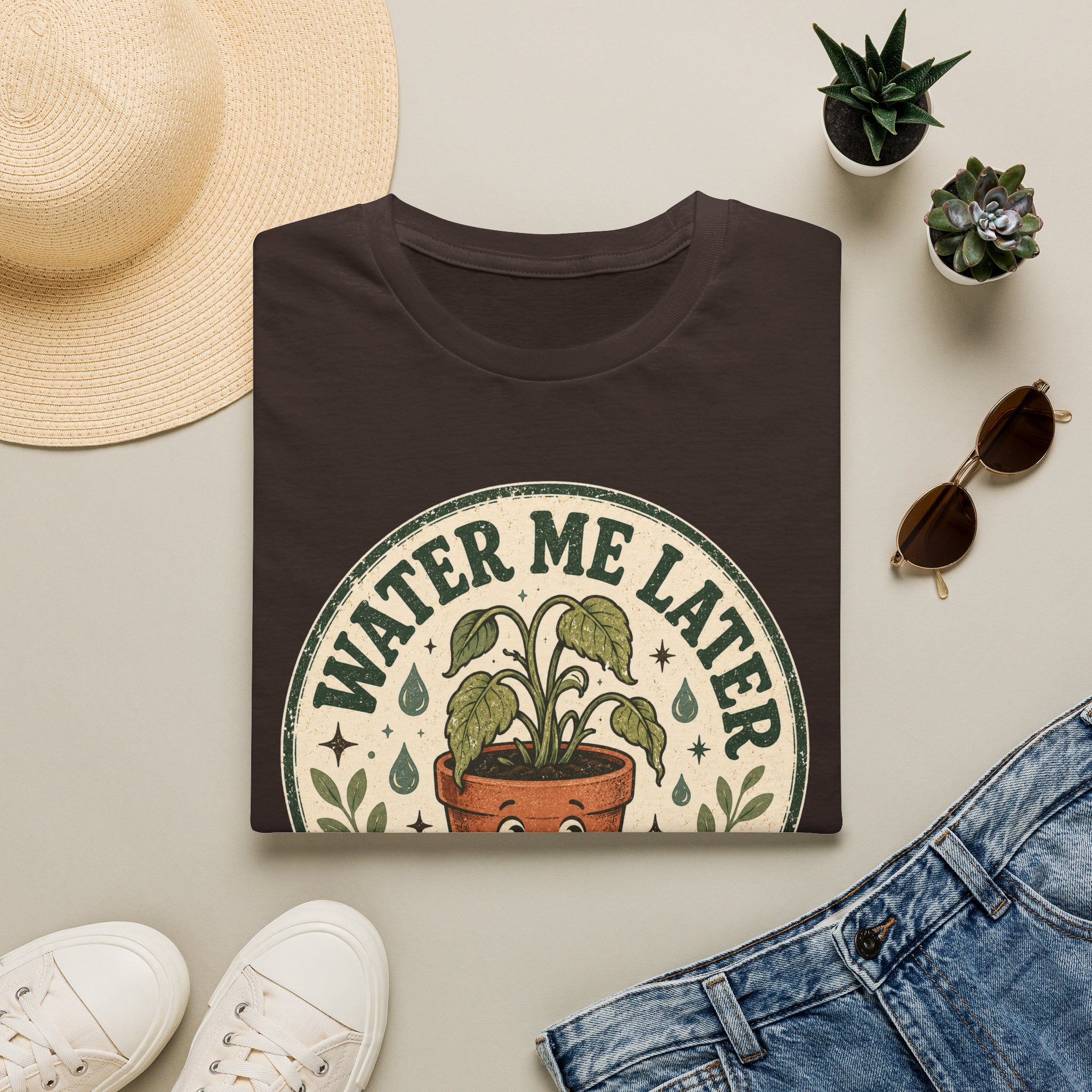 Water Me Later Retro Badge Design C1 T-Shirt