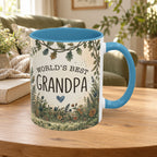 World's Best Grandpa Accent Coffee Mug – Rustic Botanical 11/15oz Gift