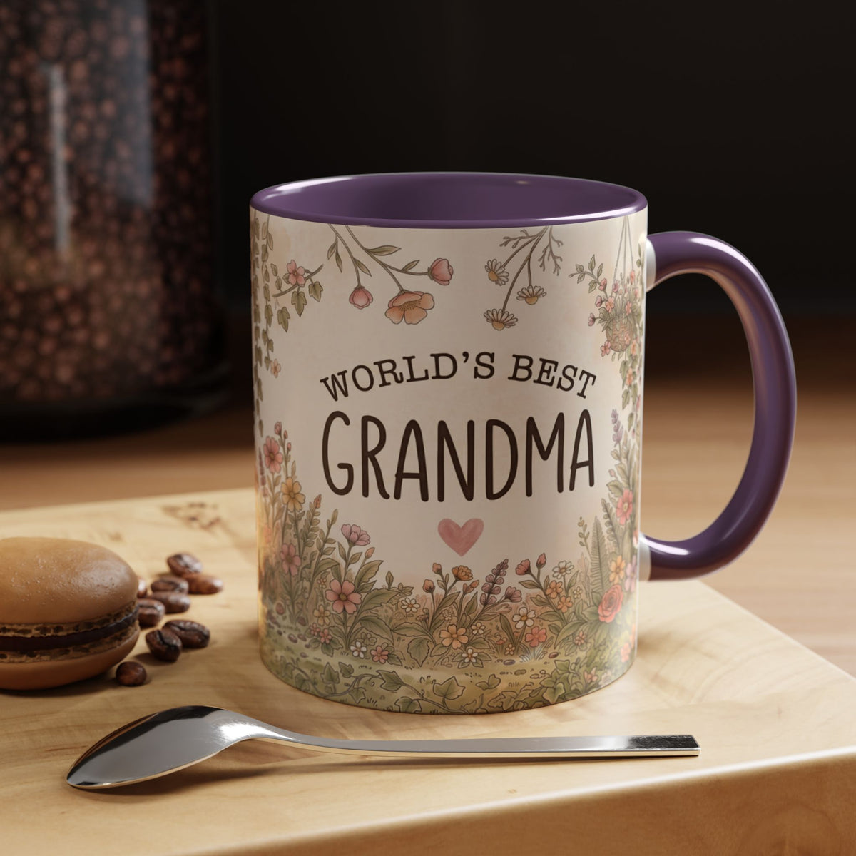 World's Best Grandma Floral Accent Coffee Mug – 11/15 oz