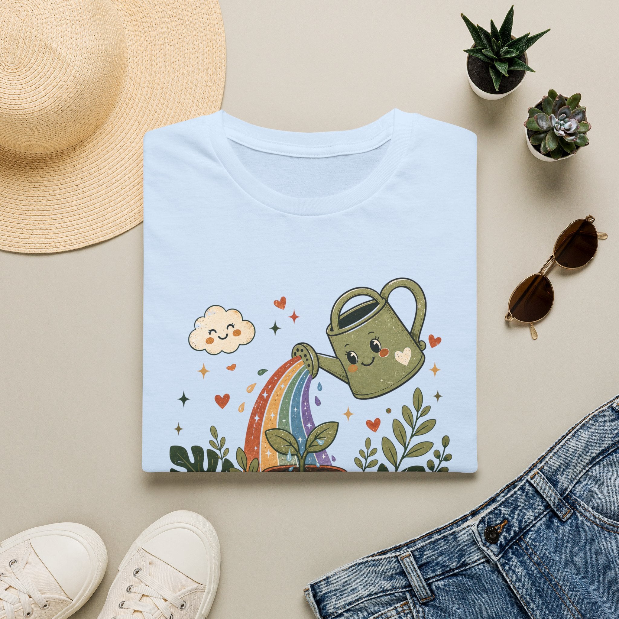 Rainbow Water Can Mama Plants C1 T-Shirt