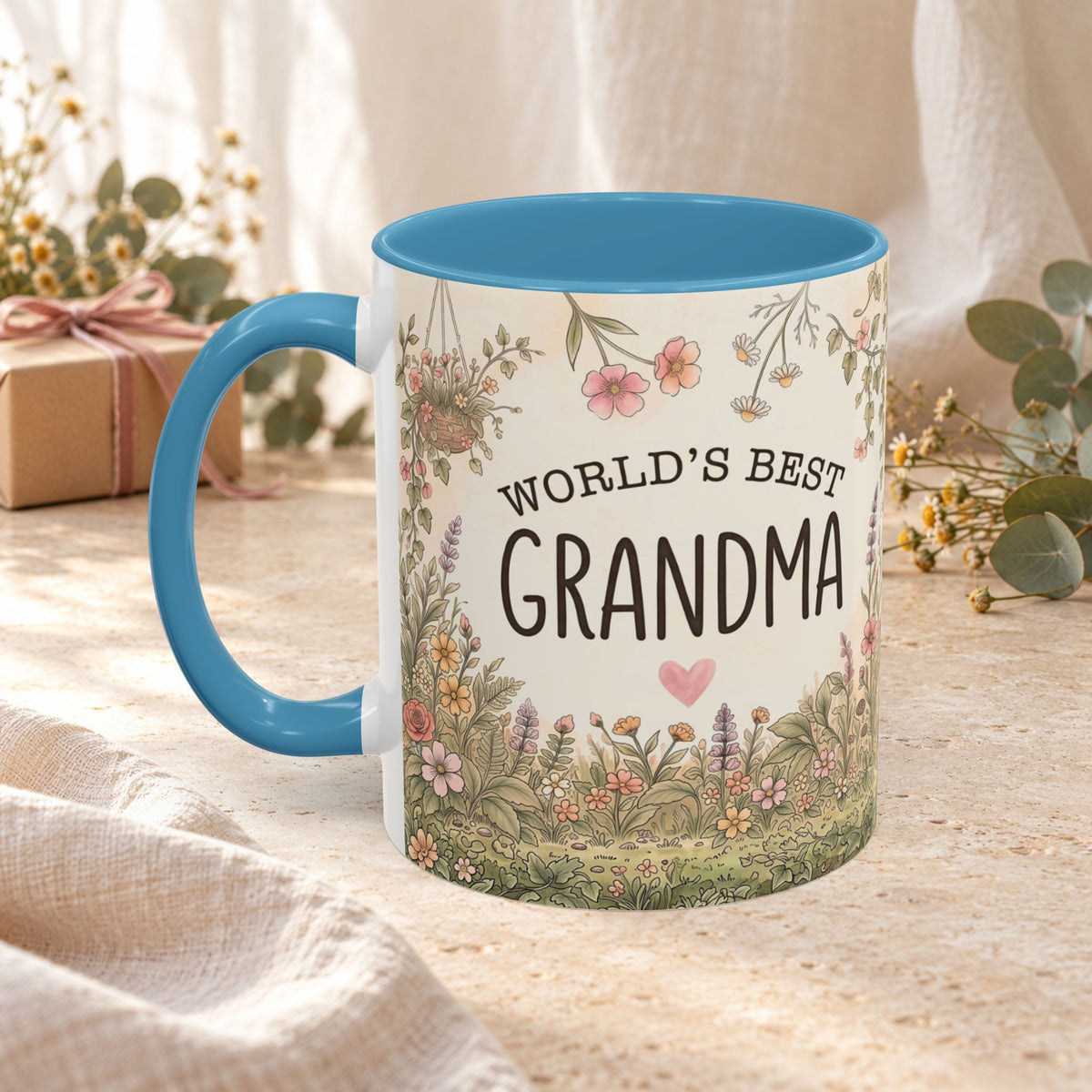 World's Best Grandma Floral Accent Coffee Mug – 11/15 oz