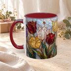 Stained Glass Tulips Flowers Coffee Accent Mug – 11/15oz