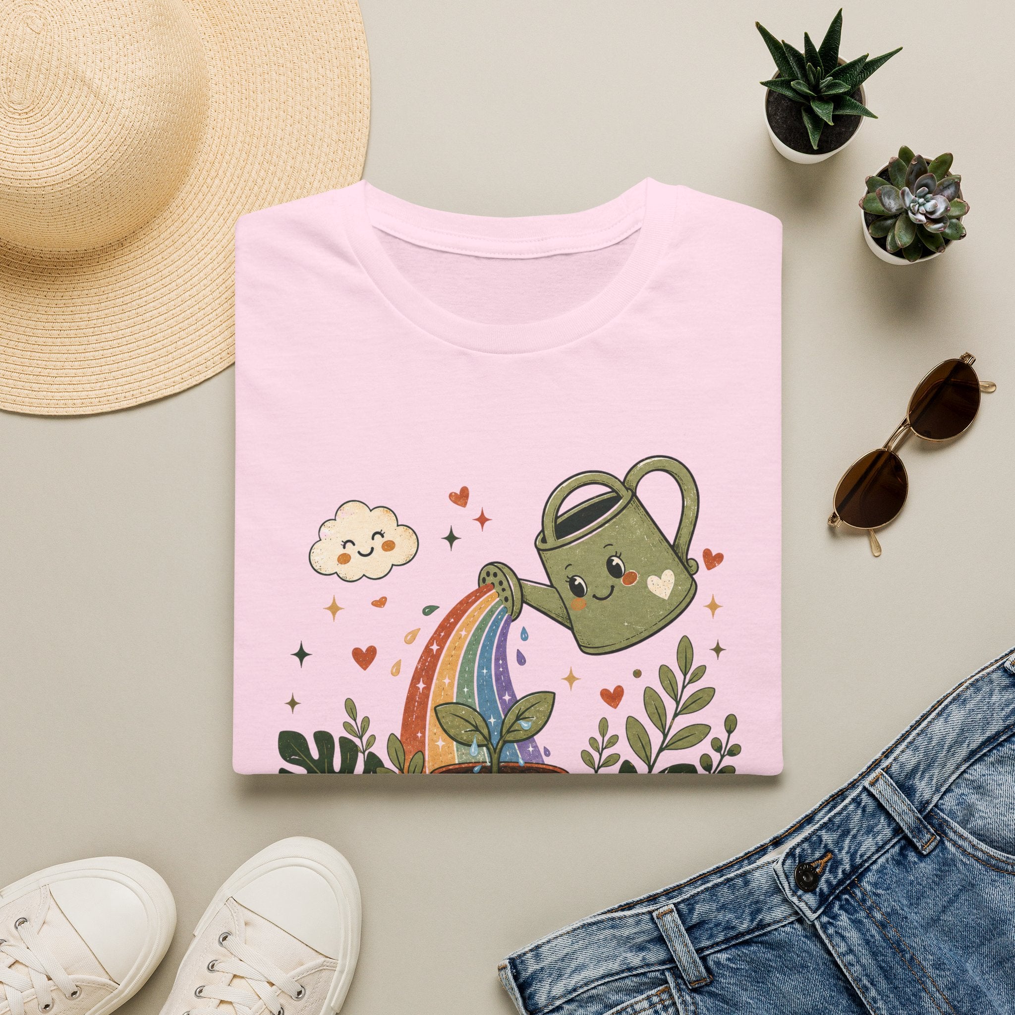 Rainbow Water Can Mama Plants C1 T-Shirt