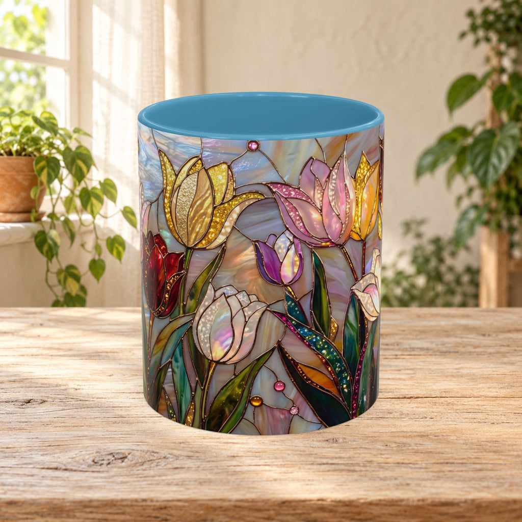 Stained Glass Tulips Flowers Coffee Accent Mug – 11/15oz