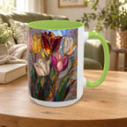 Stained Glass Tulips Flowers Coffee Accent Mug – 11/15oz