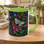 Stained Glass Moonlit Black Cat Poison Garden Coffee Accent Mug – 11/15oz