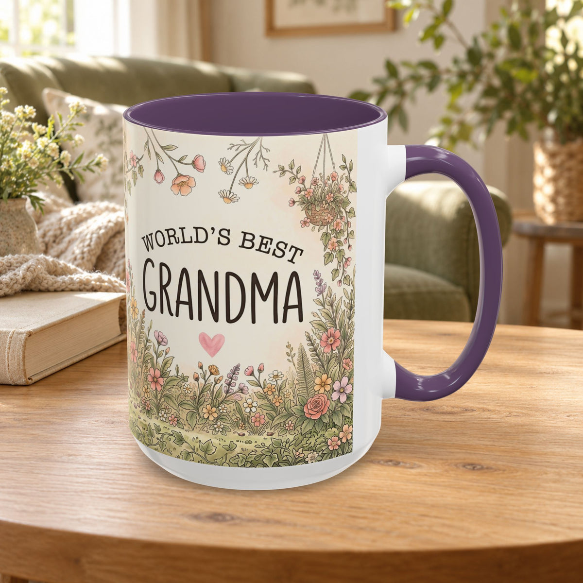 World's Best Grandma Floral Accent Coffee Mug – 11/15 oz