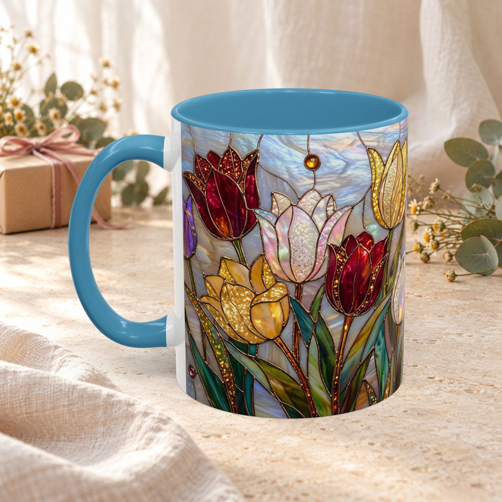 Stained Glass Tulips Flowers Coffee Accent Mug – 11/15oz
