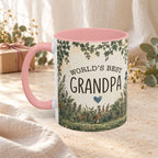 World's Best Grandpa Accent Coffee Mug – Rustic Botanical 11/15oz Gift