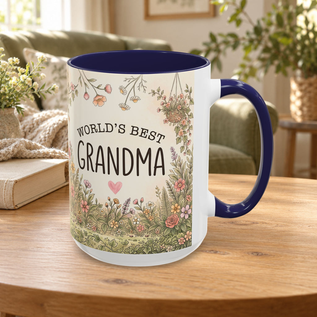 World's Best Grandma Floral Accent Coffee Mug – 11/15 oz