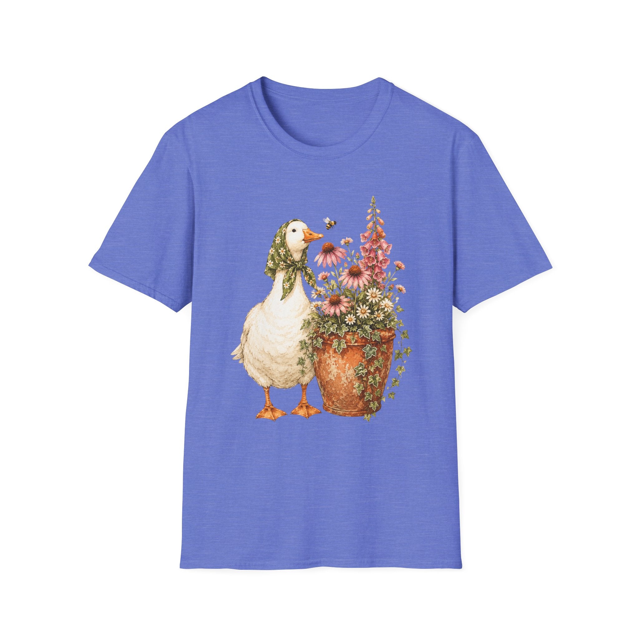 Duck and flowers in a rustic garden C1 T-Shirt