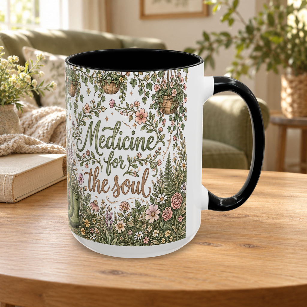 Medicine For The Soul Floral Coffee Mug (11oz or 15oz)