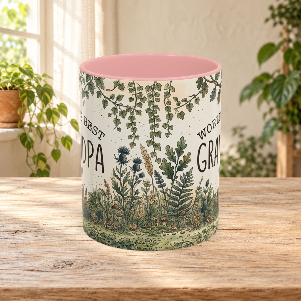World's Best Grandpa Accent Coffee Mug – Rustic Botanical 11/15oz Gift