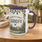 World's Best Grandpa Accent Coffee Mug – Rustic Botanical 11/15oz Gift