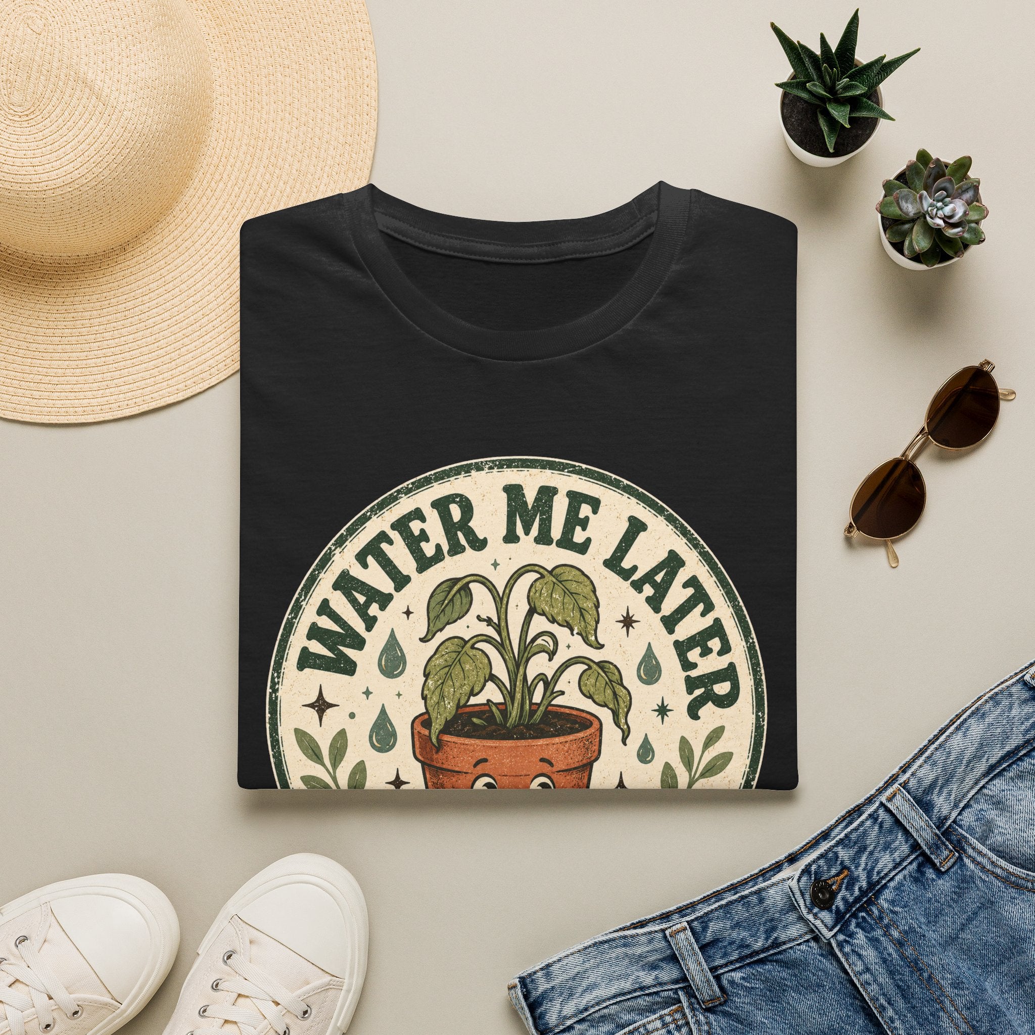 Water Me Later Retro Badge Design C1 T-Shirt