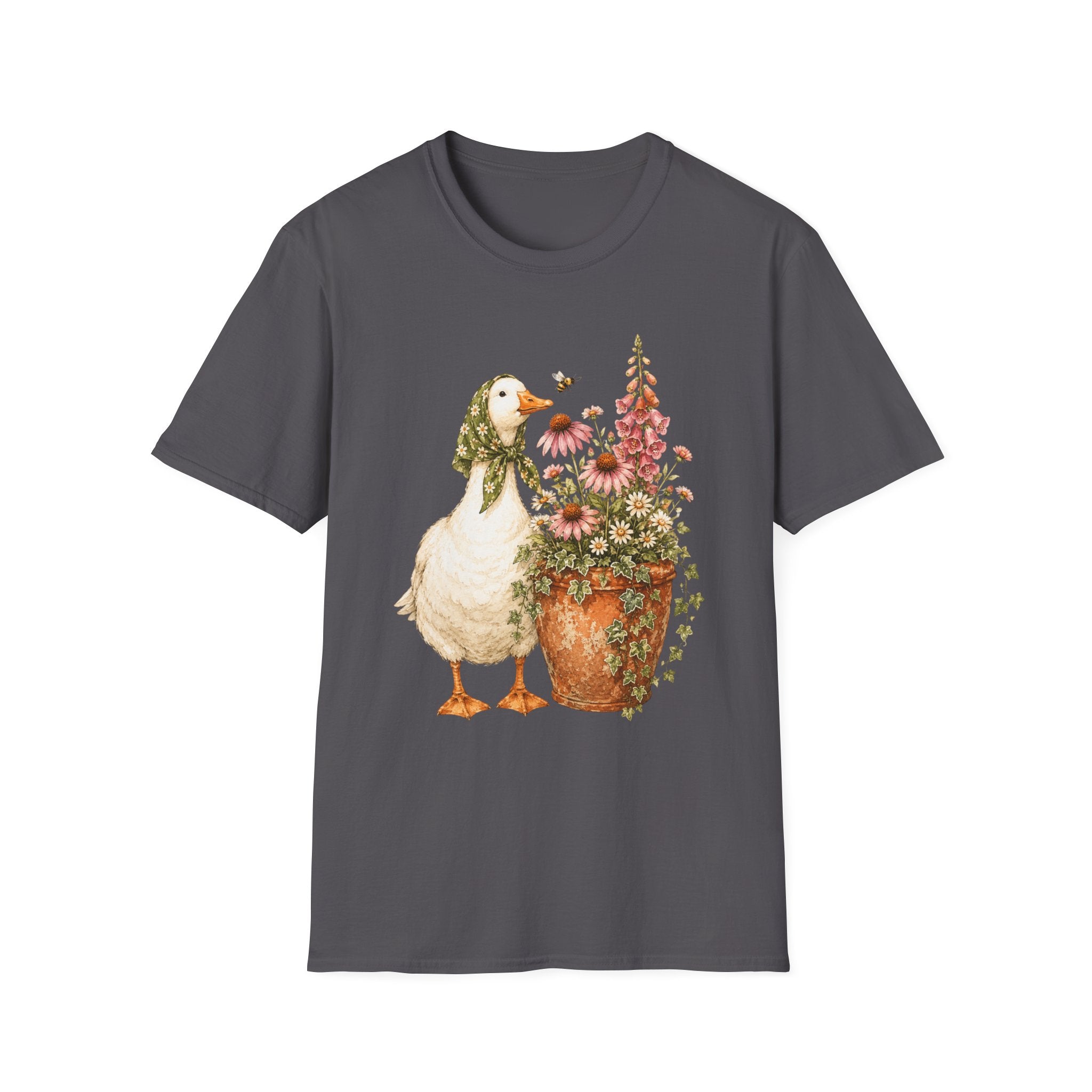 Duck and flowers in a rustic garden C1 T-Shirt