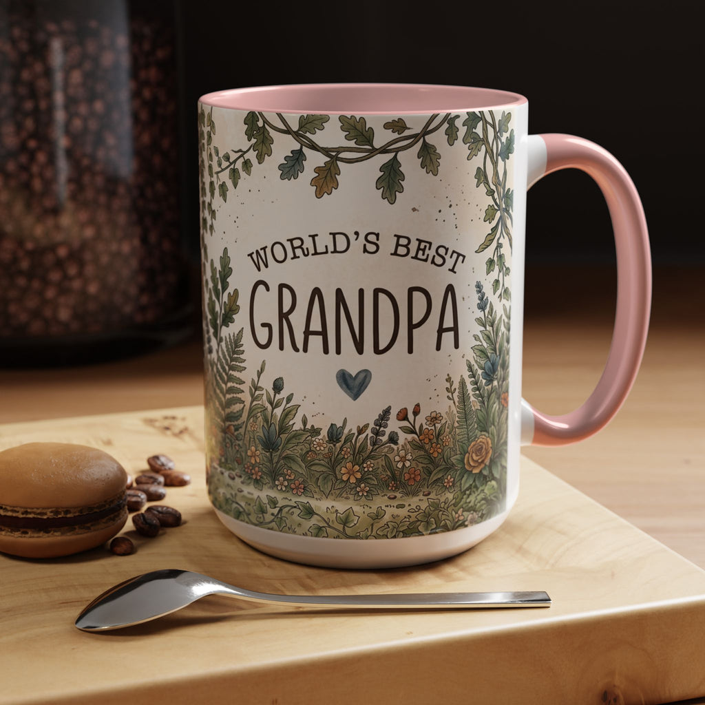World's Best Grandpa Accent Coffee Mug – Rustic Botanical 11/15oz Gift