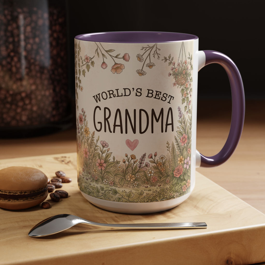 World's Best Grandma Floral Accent Coffee Mug – 11/15 oz