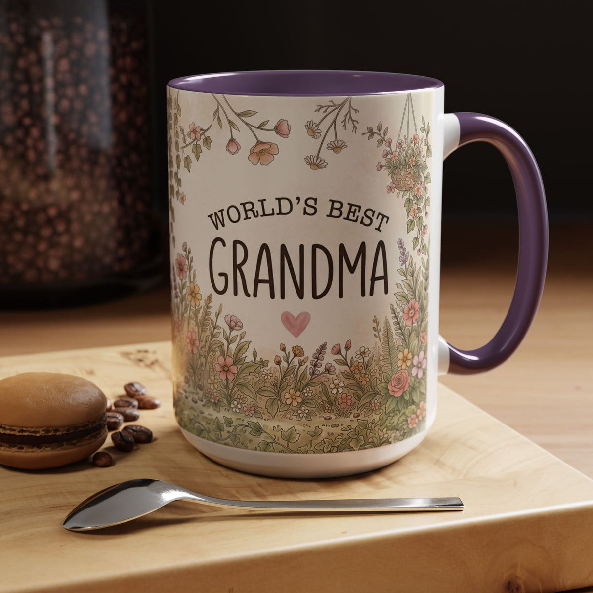 World's Best Grandma Floral Accent Coffee Mug – 11/15 oz