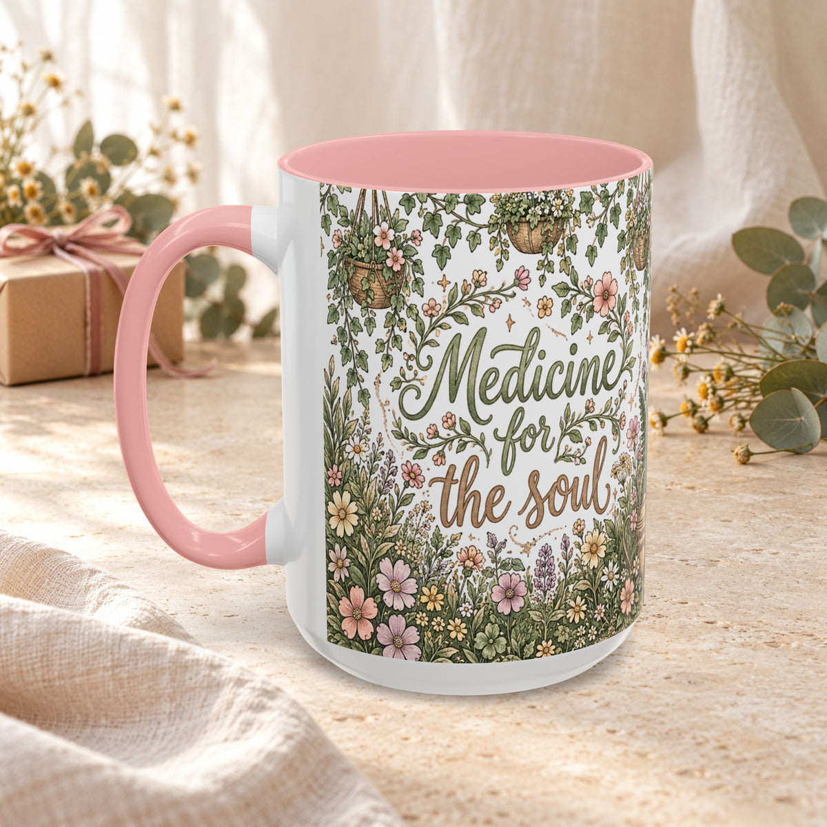 Medicine For The Soul Floral Coffee Mug (11oz or 15oz)