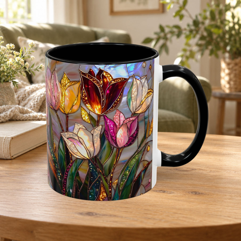 Stained Glass Tulips Flowers Coffee Accent Mug – 11/15oz