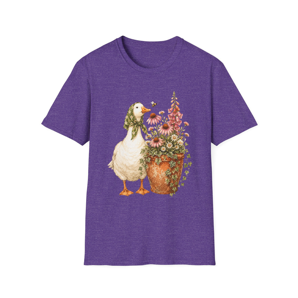 Duck and flowers in a rustic garden C1 T-Shirt