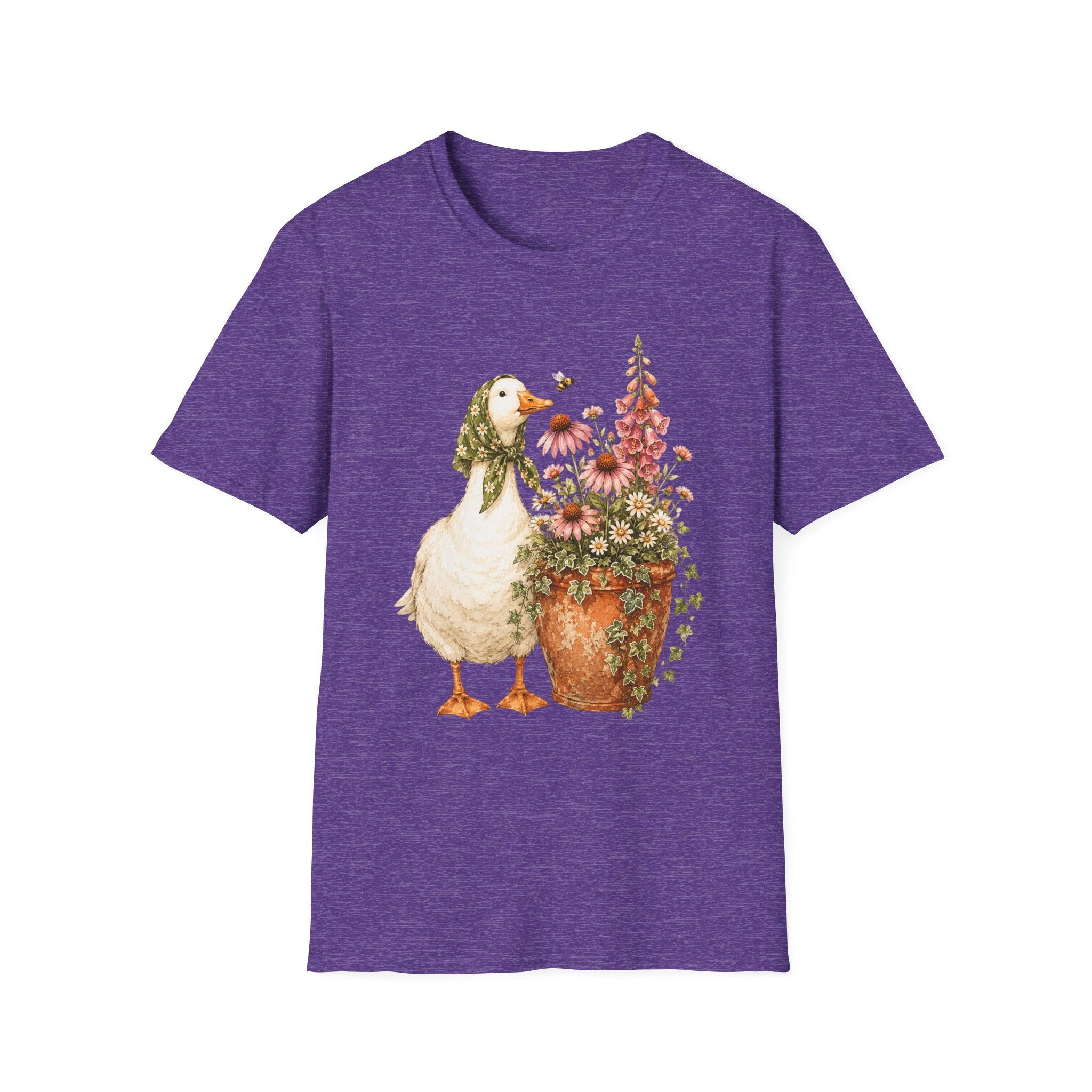 Duck and flowers in a rustic garden C1 T-Shirt