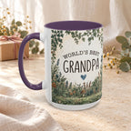 World's Best Grandpa Accent Coffee Mug – Rustic Botanical 11/15oz Gift