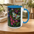 Stained Glass Moonlit Black Cat Poison Garden Coffee Accent Mug – 11/15oz