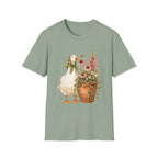 Duck and flowers in a rustic garden C1 T-Shirt